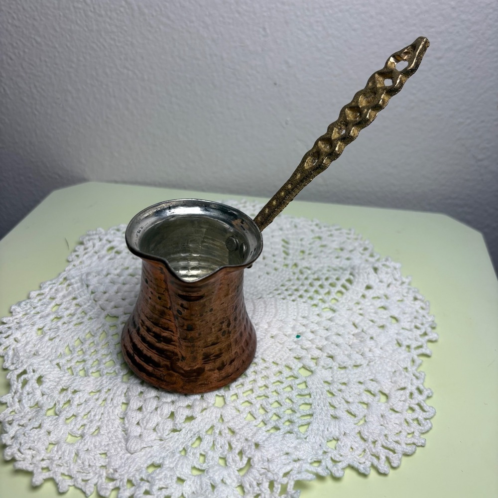 Vintage Copper Turkish Coffee Pot Cezve Ibrik Boho Hammered